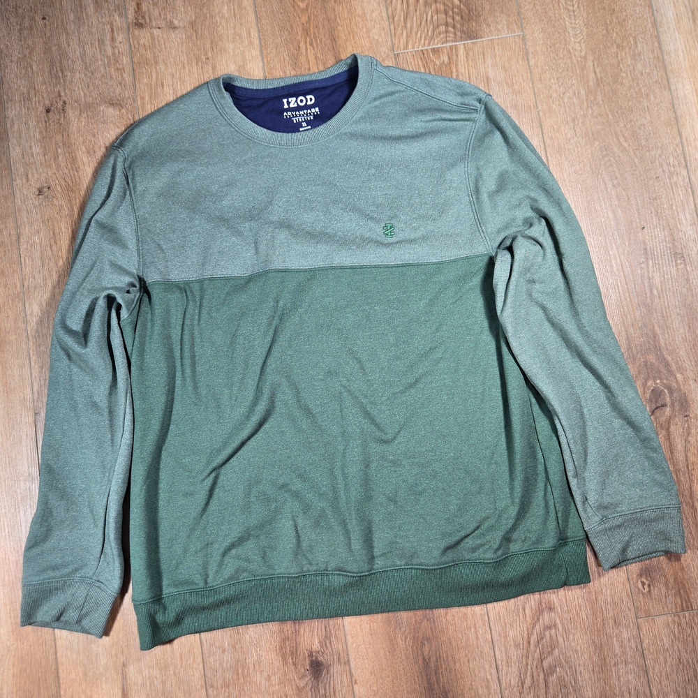 Izod Advantage Performance Sweatshirt Men’s XL Green Stretch Pullover Embroid